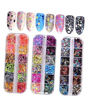 LALAFINA 3 Boxes Round Stickers Thin Nail Sequins Diy Nail Art Art Decoration Sticker Nail Art Pearls Glitter Nail Sequins Nail Art Decoration Circle Stickers Docile Accessories