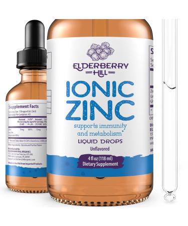 Vegan Liquid Ionic Zinc Glycinate Drops - Non-GMO Supplement Supports Immunity and Metabolism for Men Women and Kids - High Concentration No Added Sugar 4 oz