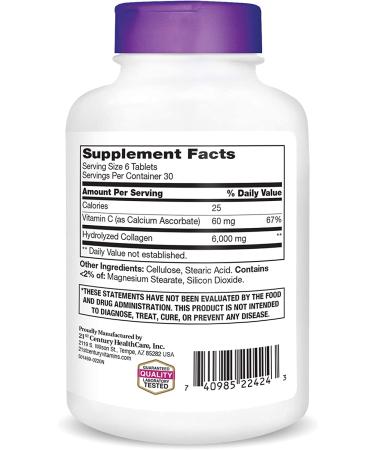 21st Century Super Collagen + Vitamin C 6000mg - 180 Tablets | Supports Healthy Skin & Joints - Buy Online on GoSupps.com