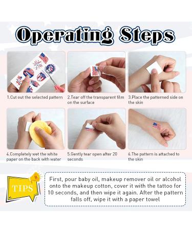 4th of July Gold Glitter Temporary Tattoos - 20 Sheets, 100Pcs Independence Day Tattoo Kit for Women & Kids - American Flag Accessories for Makeup, Costume, Parade Party - Buy Online on GoSupps.com