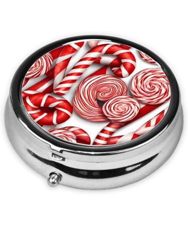 Buy Decorative Round Pill Box - 3 Compartment Travel Organizer for Candy Canes & Vitamins | Portable Mini Medicine Case - Buy Online on GoSupps.com