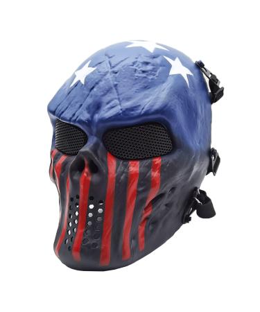 Byshen Airsoft Mask,Skull Full Face Mask for Halloween Airsoft CS Game Cosplay and Masquerade Captain Metal