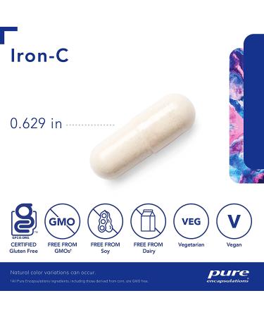 Pure Encapsulations Iron-C | Muscle & Red Blood Cell Support Supplement with Vitamin C | 60 Capsules - Buy Online on GoSupps.com
