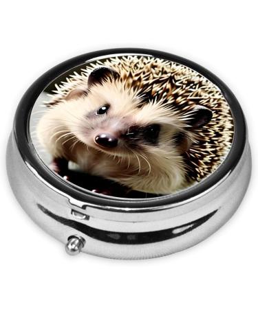 Cute Hedgehog Round Pill Box | 3-Compartment Portable Organizer for Purse & Pocket | Travel Pill Storage - Buy Online on GoSupps.com
