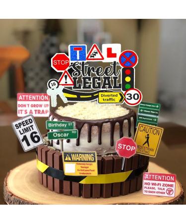 New Driver Cake Topper Street Legal Cake Decor Caution New Driver Party Decoration Learner Driver 16th Birthday Party Supplies Traffic Road Signs Decoration Pass the Driver Test New Driver Favor - Buy Online on GoSupps.com