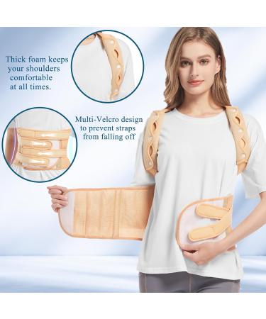 Back Brace Posture Corrector - Adjustable Support for Neck & Shoulders Pain Relief | Large Pink for Men & Women - Buy Online on GoSupps.com