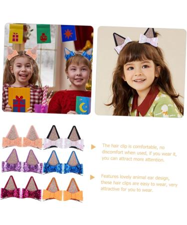 ifundom 6 Pairs hair clips cat ears hairpin barrettes for girls bobby pin for thick hair girls hair barrette hair bows clips girls barrette Princess Miss hair accessories fabric - Buy Online on GoSupps.com