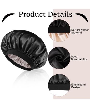 2-Piece Satin Hair Hood Set | Double-Sided Soft Bonnet & Sleeping Caps for Women & Girls - Breathable Black Sleep Hat - Buy Online on GoSupps.com