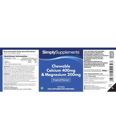 Chewable Calcium & Magnesium Tablets (120 ct.) | Tropical Flavour | Vegan/Vegetarian | Essential for Bones & Muscles | 2:1 Ratio - Buy Online on GoSupps.com