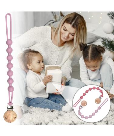 Silicone Pacifier Chain Set - BPA Free 2 Pieces Light Pink & Light Violet - Perfect for Baby Girls - Buy Online on GoSupps.com