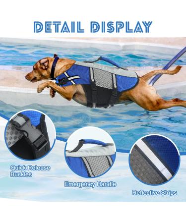 Alagirls Dog Life Jacket - High Visibility Adjustable Swimming Vest with Reflective Stripes & Rescue Handle - Blue (Size L: 58-68cm Chest) - Buy Online on GoSupps.com