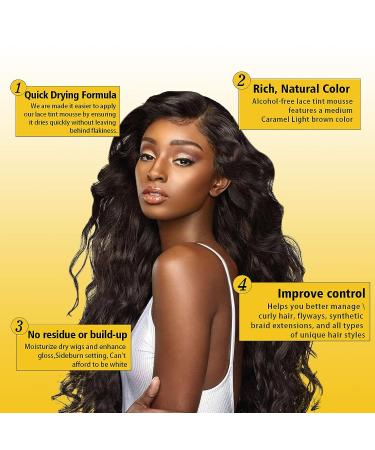 Lace Tint Melting Hair Mousse 6.8 fl oz - Natural Light Brown Lace Color for Women's Hair Wigs, Toupees, and Hairpieces - Buy Online on GoSupps.com