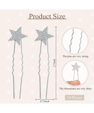 20 Pieces Star Rhinestone Hair Pins - Crystal Wedding Hair Clips for Brides - Silver Sparkle Hair Accessories for Women and Girls - Buy Online on GoSupps.com