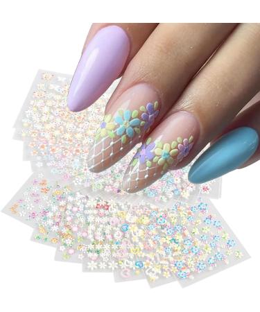 30 Sheet Colorful Flower Nail Art Stickers - 3D Adhesive Decals for Women | Cute Nail Designs & Supplies - Buy Online on GoSupps.com