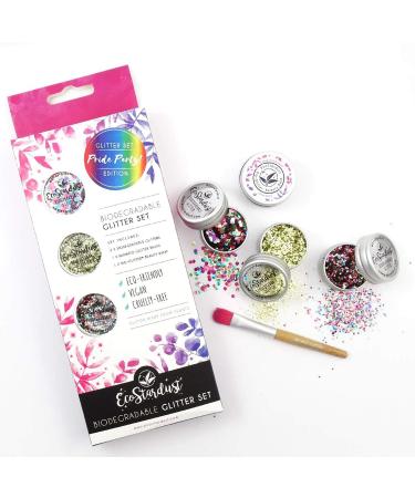 EcoStardust Pride Party Biodegradable Glitter Balm and Brush Set