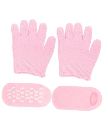 ULTECHNOVO 1 Set Moisturizing Gloves & Socks Essential Oils Gloves Pink Lotion Gloves for Men Moisturizing Hands Gloves Feet Moisturizing Socks Sleeping Man Care Polyester and Gel Hand Gloves