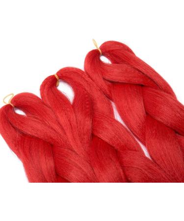 Jumbo Braiding Hair Extensions Colorful Synthetic Hair for DIY Crochet Box Braids Ombre 1Pc 24inch Red - Buy Online on GoSupps.com