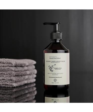 Read The Label - Organic Hand & Body Wash with Pure Essential Oils - Eucalyptus Dives & Geranium with Coconut & Sunflower - Gently Cleanses Moisturises & Soothes 300ML - Buy Online on GoSupps.com