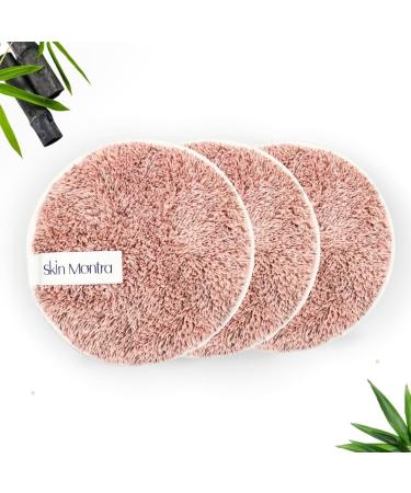 Bamboo Charcoal Makeup Removal Pads - Eco-Friendly Reusable Cleansing Pads - Soft Natural Fiber for All Skin Types - 3 Pack (Pink - Buy Online on GoSupps.com