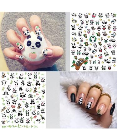 Panda Nail Stickers Decal - 5 Sheets 3D Self-Adhesive Cute Cartoon Nail Art Supplies for Women, Kids & Girls - Designer Manicure DIY Decorations - Buy Online on GoSupps.com
