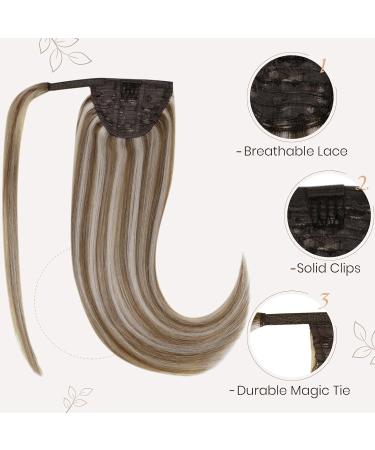 Hetto Real Hair Braid Extensions - Wrap Around Ponytail #10/613 Ash Brown & Platinum Blonde - 55cm 100g Remy Hair - Buy Online on GoSupps.com