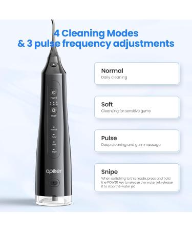 Apician Oral Shower - Wireless Electric Water Flosser with 3 Nozzles & 4 Modes | IPX7 Waterproof Tooth Cleaner | 310ml Water Tank - Black WT288 - Buy Online on GoSupps.com