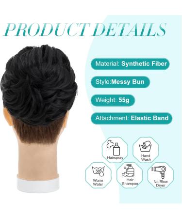 S-Noilite Curly Messy Bun Hair Scrunchie for Women, Natural Black 2 - Synthetic Chignon Ponytail Extension - Buy Online on GoSupps.com