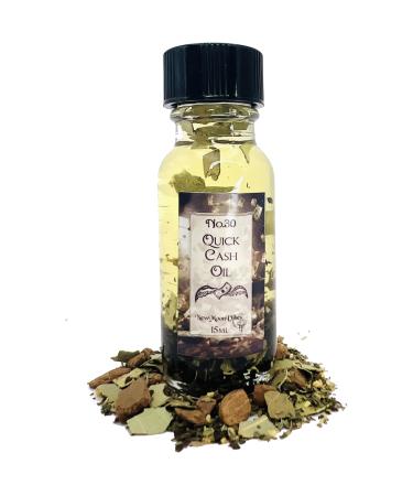 Quick Cash Oil by New Moon Vibes - Fast Money Attraction Blessings Prosperity Financial Solutions Gain Funds Spells Conjure Rituals - Handmade with Essential Oils & Herbs - Wicca Pagan Hoodoo Magick