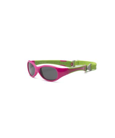 Real Kids Shades Explorer Flex Fit Removable Band with Polycarbonate Sunglasses (Lens 0 Plus Cherry Pink/Lime Green) Cherry Pink/Lime Green 0-2 Years