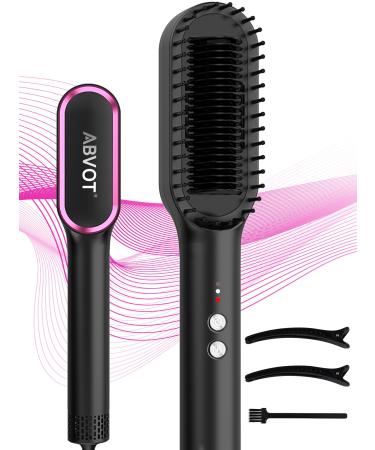 2024 Latest Hair Straightener Brush with Ceramic Heating Comb Teeth for Women | Dual Voltage Airflow Anti Scald Shell 30s Fast Heat Up Auto Power Off | Black by ABVOT