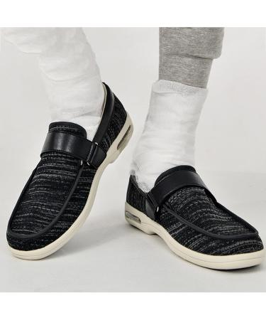 Adjustable Diabetic Shoes for Men and Women - Wide Width Medical Shoes for Swollen Feet - Velcro Sneakers in Black Grey - Size 8.5 - Buy Online on GoSupps.com