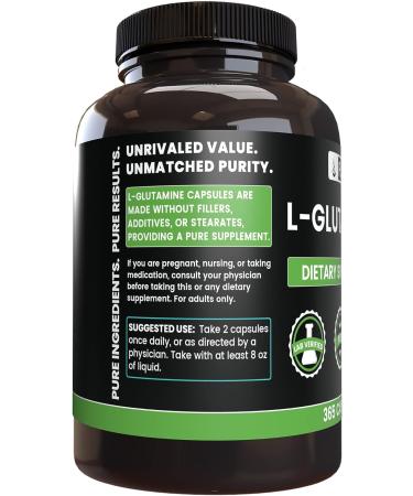 Pure L-Glutamine (365 Capsules) - No Fillers, Lab Verified - 365 Count - Buy Online on GoSupps.com