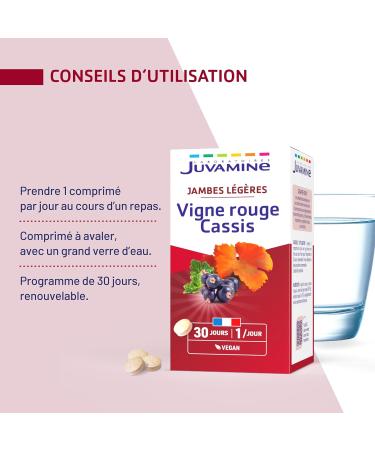 JUVAMINE - Light Legs - Red Blackcurrant Vine - Promotes Circulatory Well-Being - Action on the Venous System of the Legs - 30 days program - Made in France - Buy Online on GoSupps.com