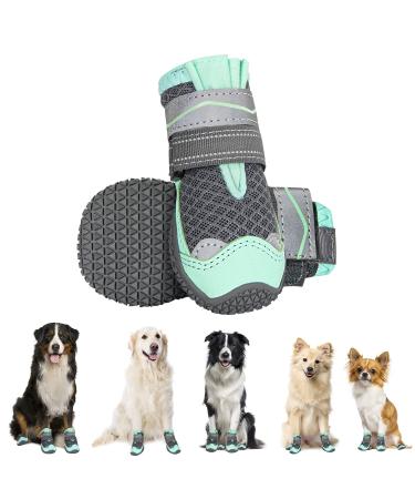 Eyin dog shoes Paw protection 2 pieces breathable dog shoes with a non-slip sole and reflective Velcro fastener for small medium and large dogs outdoor sports green size 2 size 2: width 4.4 cm B-green-breathing active (2 pieces)