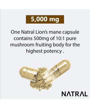 Premium 5000mg Lion's Mane Mushroom Capsules - 60 Vegan Capsules with 30% Polysaccharides for Mental Clarity and Focus - Buy Online on GoSupps.com