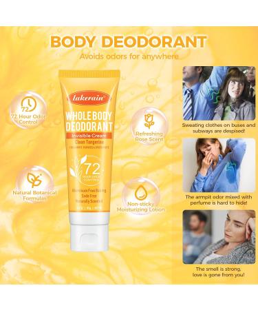 Whole Body Deodorant for Women Luxsea Aluminum Free Deodorant Lotion for Men Armpit Deodorant Cream for 72 Hour Odor Control Clean Tangerine Deodorant Antiperspirant Clear Gel Baking Soda Free - Buy Online on GoSupps.com