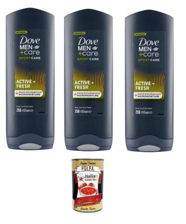 Italian Gourmet E.R. D.Men+Care Sport Care Active + Fresh Body Face and Hair Cleanser 3 x 250 ml + Polpa Italian Gourmet 400 g