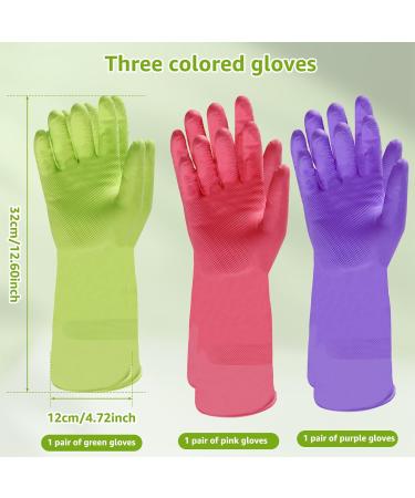 WOTPCRD 3 Pairs Kitchen Dishwashing Gloves Colorful Reusable Kitchen Gloves Anti-Slip Household Cleaning Gloves Rubber Cleaning Gloves Multipurpose Rubber Gloves for Washing Dishes and Cleaning Tasks - Buy Online on GoSupps.com