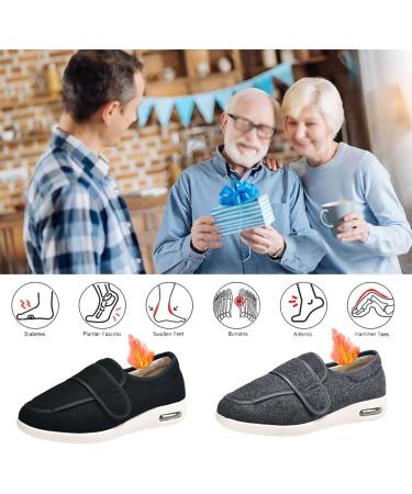 Extra Wide Fit Shoes for Swollen Feet - Women's Winter Adjustable Non-Slip Diabetic House Shoes Comfortable Indoor/Outdoor Footwear for Elderly - Size 10.5 Black - Buy Online on GoSupps.com
