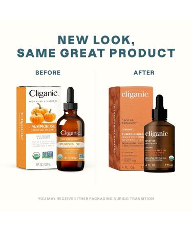 Cliganic Organic Pumpkin Seed Oil - 100% Pure | For Face & Hair | Cold Pressed Unrefined - 4 Fl Oz - Buy Online on GoSupps.com
