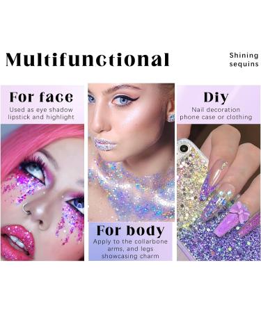 NewBang Roll-on Holographic Body Glitter Gel - Chameleon Color Changing Glitter for Face, Hair & Body - Chunky Mermaid Sequins - Sparkling Pink - Perfect for Festivals & Parties - Buy Online on GoSupps.com