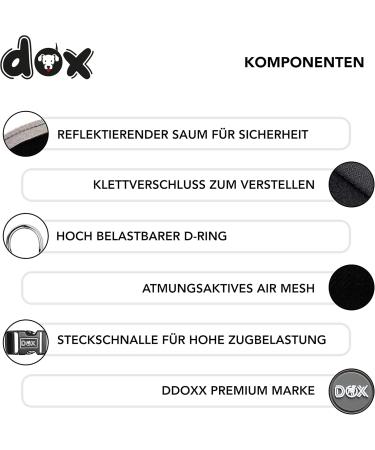 DDOXX Reflecting Airmesh Step-in Dog Harness - Adjustable for All Sizes - XL (Black) - Perfect for Dogs with Breast Size 48-55 cm - Buy Online on GoSupps.com