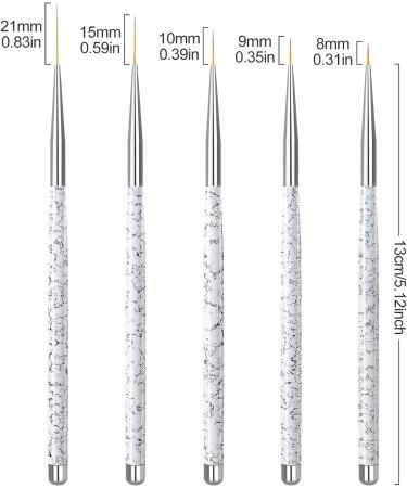 Sularpek 5pcs Nail Art Brushes Set - Detail and Liner Brushes for DIY and Professional Nail Designs - White - Buy Online on GoSupps.com