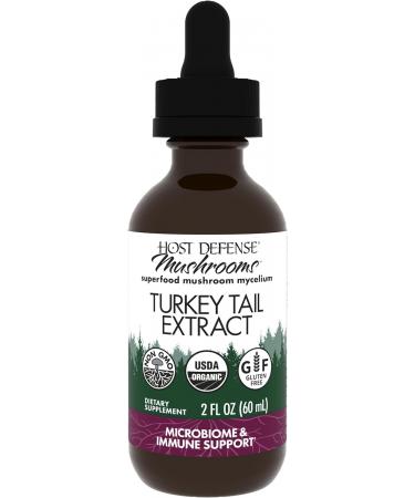 Host Defense Turkey Tail Extract Natural Immune System and Digestive Support Mushroom Supplement Plain 2 fl oz