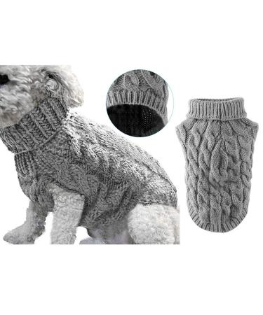 Dog roll collar knitting sweater coat winter warmer thick sweater for small medium-sized and large dogs puppies cats size L gray L gray