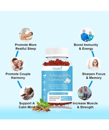 2 Pack Ashwagandha Gummies for Women Men Sugar Free Organic Ashwagandha Gummies Supplement for Relax Restore Balance Vegan Gluten Free 120 Count 60 Count (Pack of 2) - Buy Online on GoSupps.com