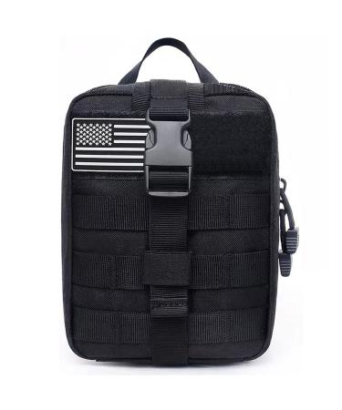 Vdones Tactical Molle Pouch Medical First Aid Kit Bag Military Ifak Small Emergency Survival kit Combat Waterproof Medic Bag with Velcro US Patch Black