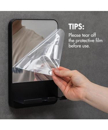 TAILI Fogless Shower Mirror with Razor Holder - No Drilling, Removable, Shatterproof & Waterproof - Black - Buy Online on GoSupps.com