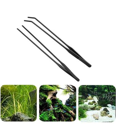 Evago 2-Piece 10.6 Black Stainless Steel Aquarium Tweezers Set - Straight & Curved Rust-Proof Carbonization Coating for Reptile Feeding - Buy Online on GoSupps.com