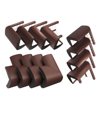 Soft Corner Guards (12-Pack) by Skyla Homes - Squishy Protectors from Sharp Furniture Edges - Multipurpose High Resistant 3M Adhesive - Baby Proofing Protector Guard for Table Edge Child Safety 12 Count (Pack of 1) Brown
